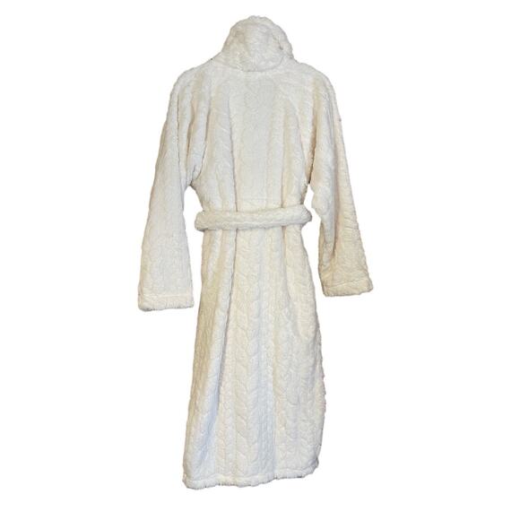 Pottery Barn Unisex NEW Size Medium Plush Cable Robe Ivory NWT - Picture 5 of 8